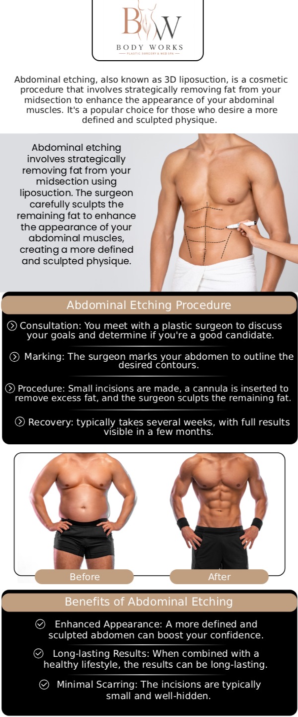 If you are struggling to reveal your underlying muscle definition despite a strict diet and rigorous exercise routine, finding an awake HD abdomen etching specialist in Chicago, IL, can help you finally achieve the chiseled look you desire. At Body Works Plastic Surgery, our board-certified team utilizes advanced, minimally invasive liposuction techniques. For more information, contact us or request an appointment online. We are conveniently located at 3918 W 63rd St Chicago, IL 60629 If you are struggling to reveal your underlying muscle definition despite a strict diet and rigorous exercise routine, finding an awake HD abdomen etching specialist in Chicago, IL, can help you finally achieve the chiseled look you desire. At Body Works Plastic Surgery, our board-certified team utilizes advanced, minimally invasive liposuction techniques. For more information, contact us or request an appointment online. We are conveniently located at 3918 W 63rd St Chicago, IL 60629